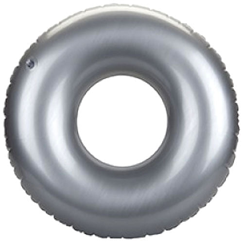 Silver Shiny Metallic Swim Ring - 20" Pool Beach Accessory Inflatable