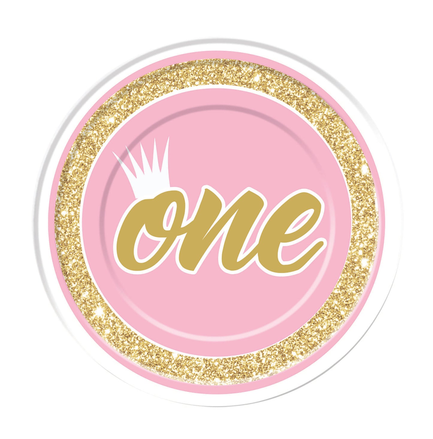 8 Pink 1st Birthday 9" Paper Plates
