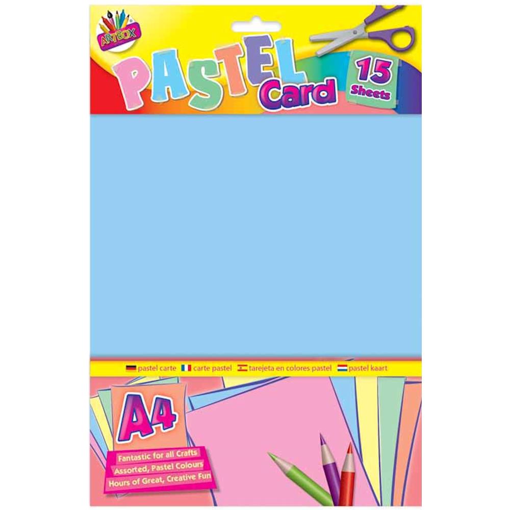 A4 Pastel Card - 15 Sheets Light Colours Plain Craft Paper Scrapbooking Creative DIY