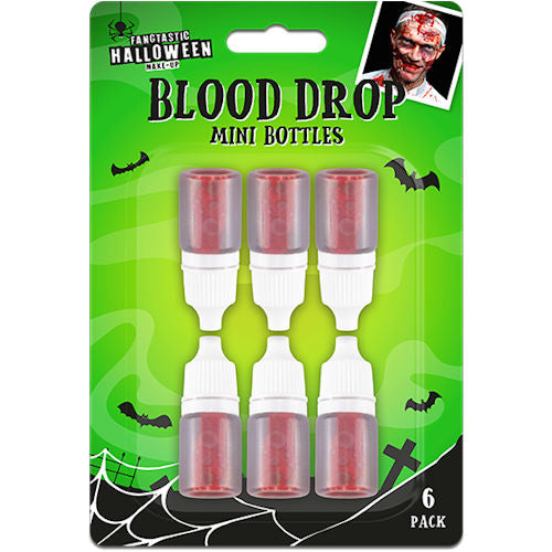 Halloween Blood Drop Mini Bottles - 6 Pack Spooky Festive Haunted House Vampire Decoration