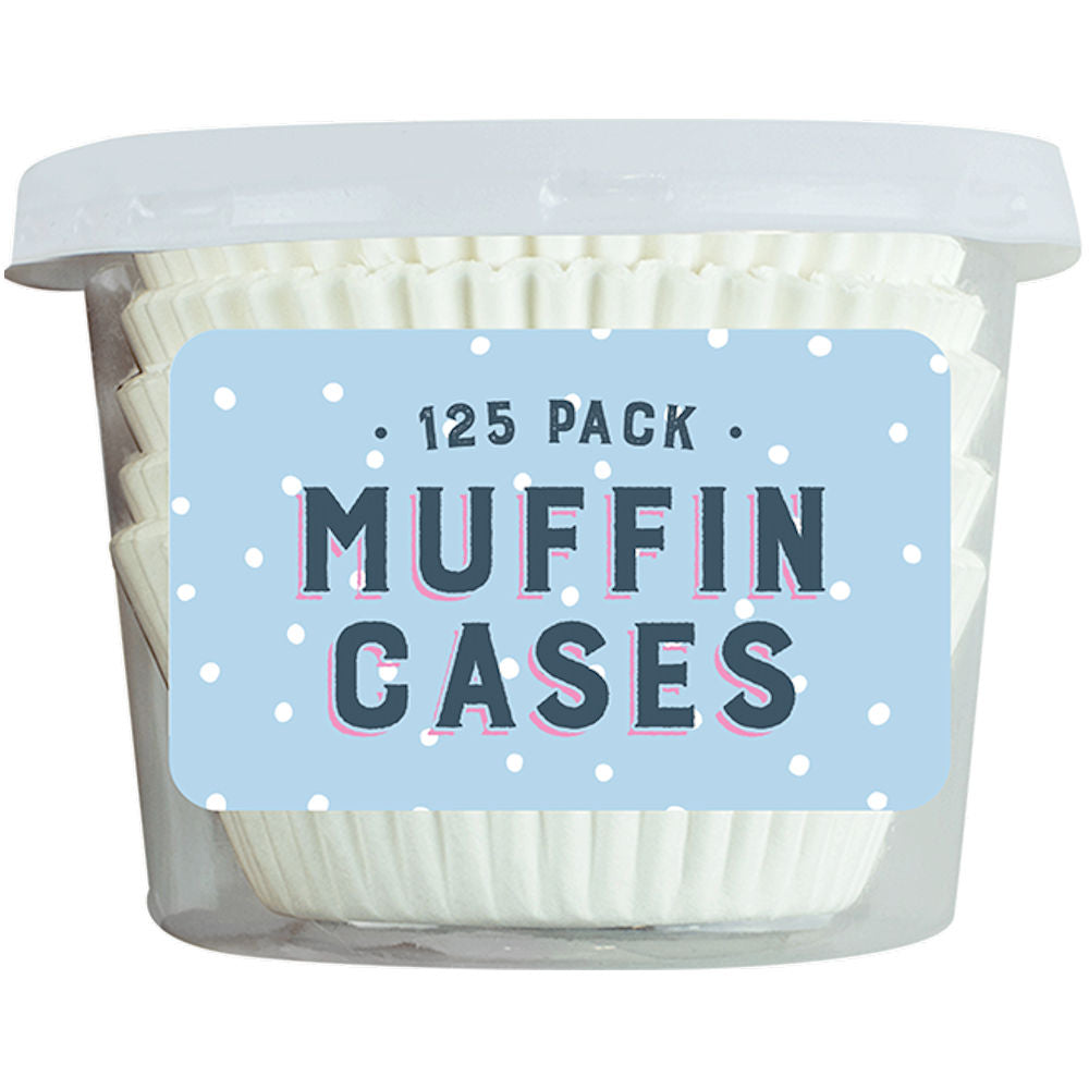 White Muffin Cases - 125 Pack Classic Baking Cupcake Wrappers Greaseproof Paper Disposable Kitchen Essentials