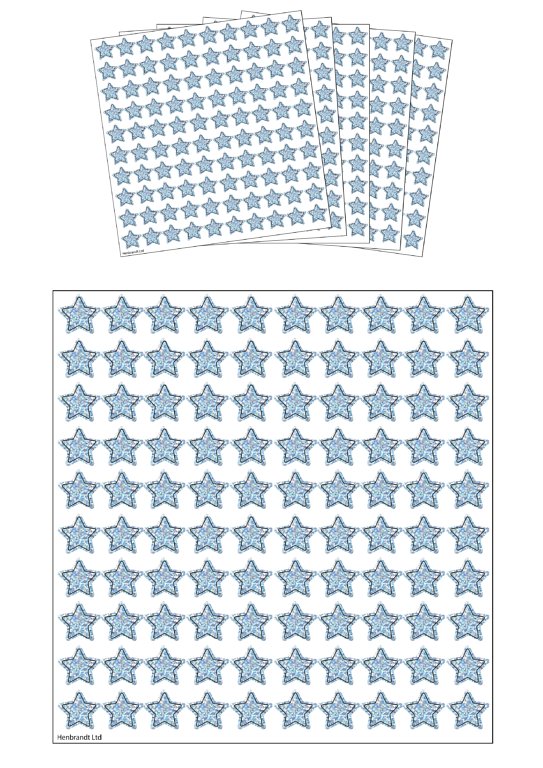 500 Silver Holographic Star Stickers