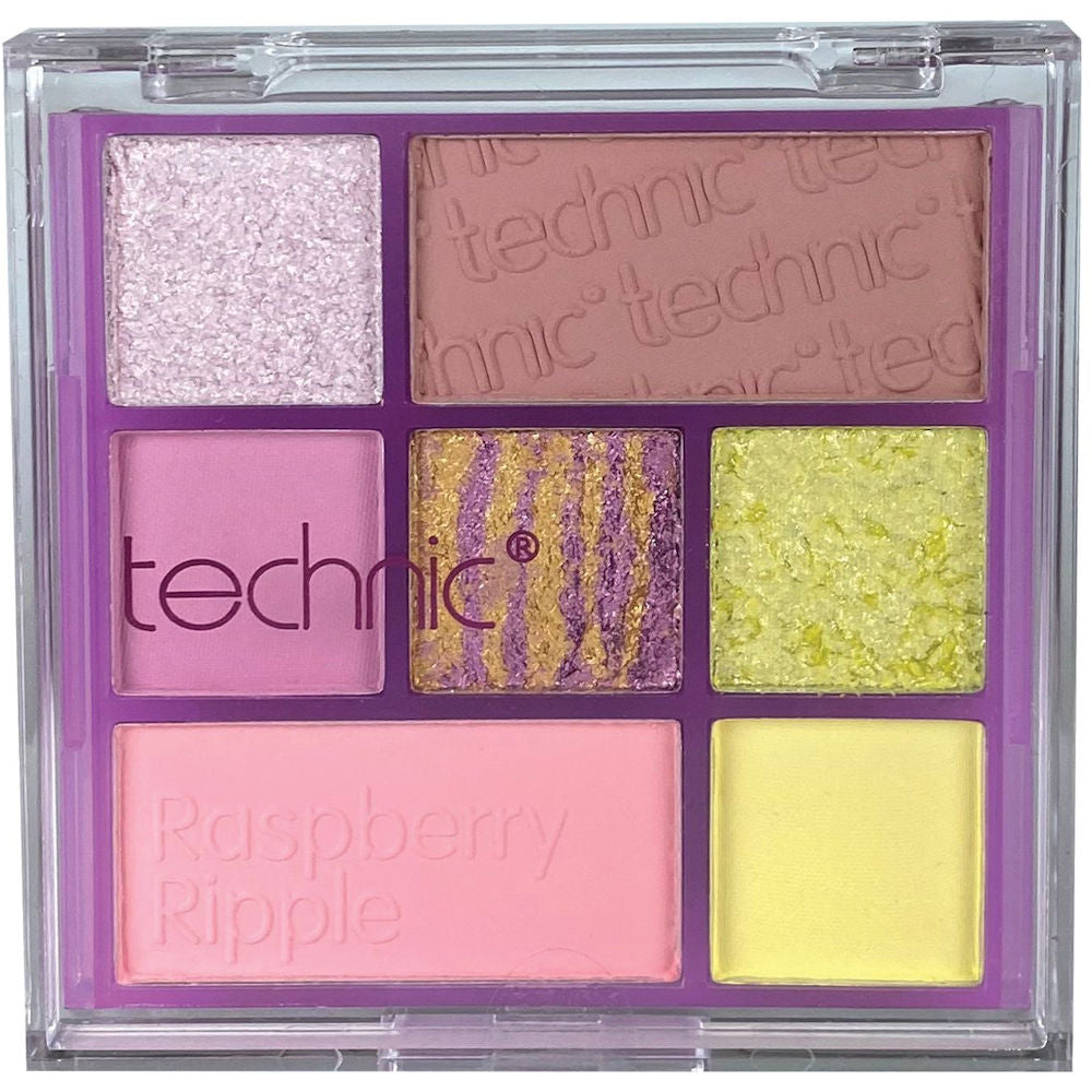 Technic Cosmetics 7 Colour Pressed Pigment Eyeshadow Palette Raspberry Ripple - Makeup Beauty Glamour Vibrant Shades Palette