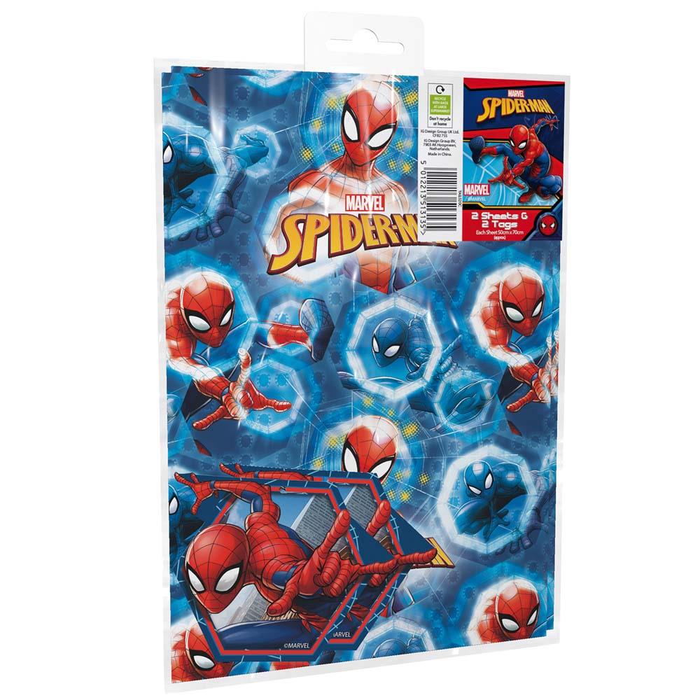 Spiderman Giftwrap Sheets - 2 Sheets Action-Packed Spiderman-Themed Wrapping Paper Presenting Gifts