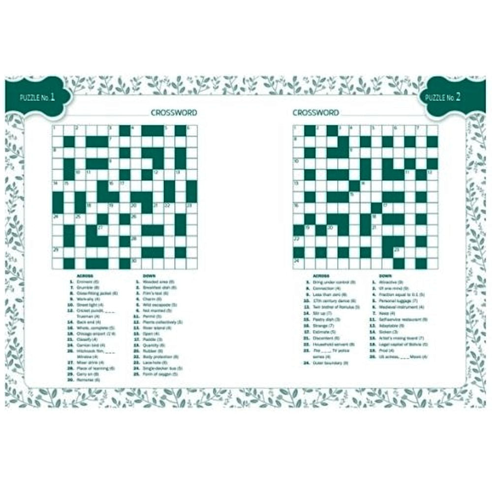 Pocket-Sized Floral Crossword - Assorted Compact Design Challenging Puzzles Themed Brain Teasers