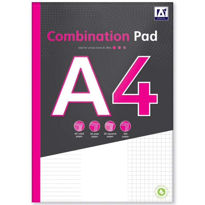 A4 Combination Pad - 100 Pages Ruled Blank Sheets Versatile Writing Surface Notes Sketches Diagrams