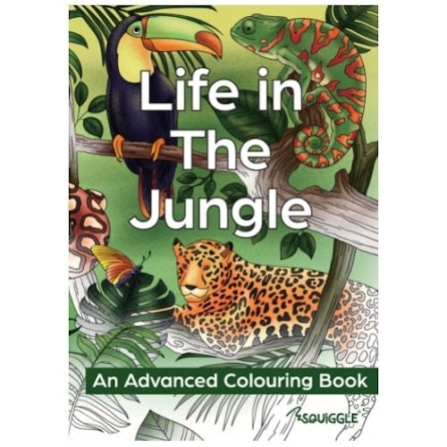 A4 Life In The Jungle Advanced Colouring Book - 22 Pages Wildlife High Quality Relaxing Art Therapy