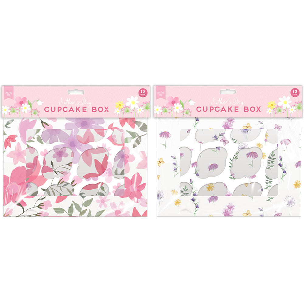 Mother's Day 12 Hole Cupcake Box - Assorted Festive Holiday Baking Packaging Mum Celebration Theme