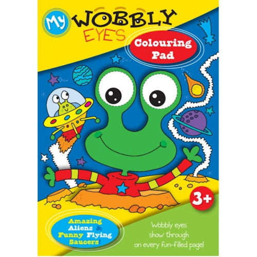 A4 Alien Wobbly Eyes Colouring Pad - Fun Whimsical Interactive Wobbly Eyes