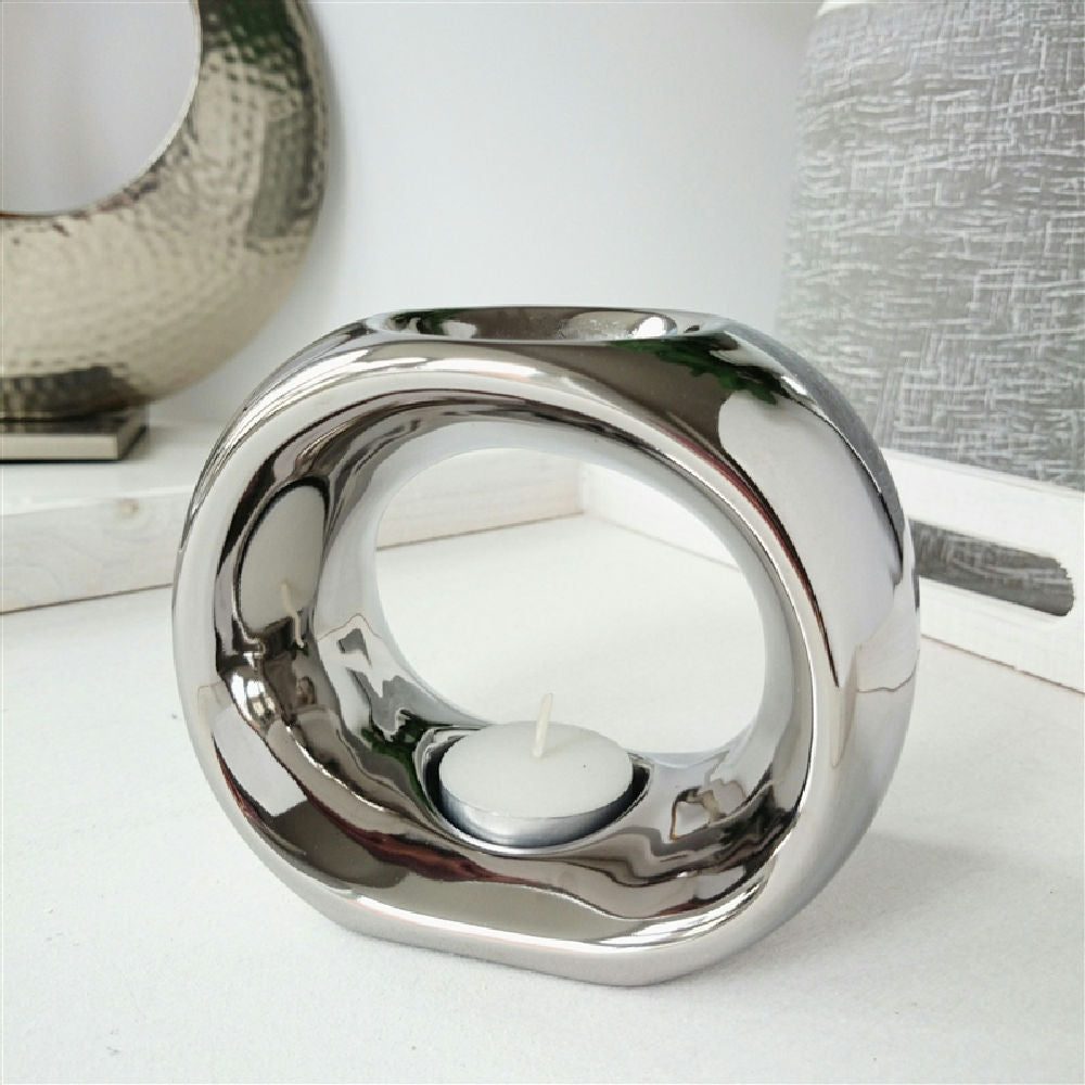 Chrome Olympic Ceramic Wax Burner Melter - Aromatherapy Fragrance Home Decor