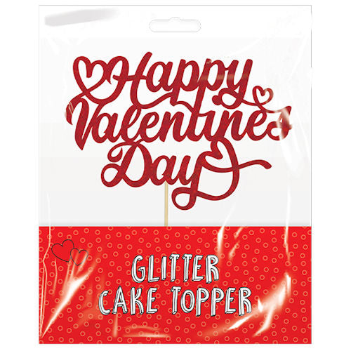 Valentine's Glitter Cake Topper - Festive Holiday Dessert Decoration Love Heart Romantic Theme
