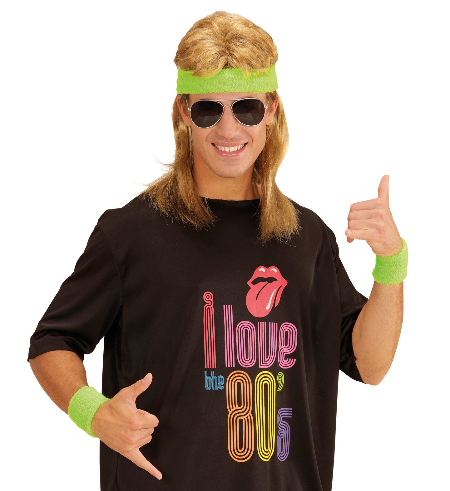 Neon Green Sweatbands Set (Headband and 2 Wristbands)