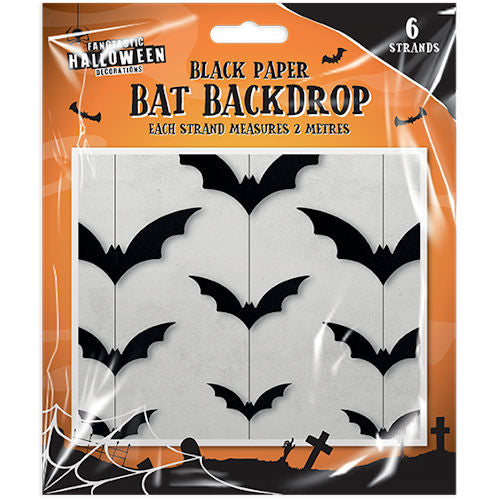 Halloween Black Paper Bat Backdrop - 2m Festive Holiday Decoration Spooky Haunted House Bats