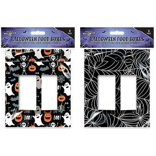 Halloween Food Boxes - Assorted Party Snack Containers Spooky Festive Haunted House Ghost Witch Bat Spider Web