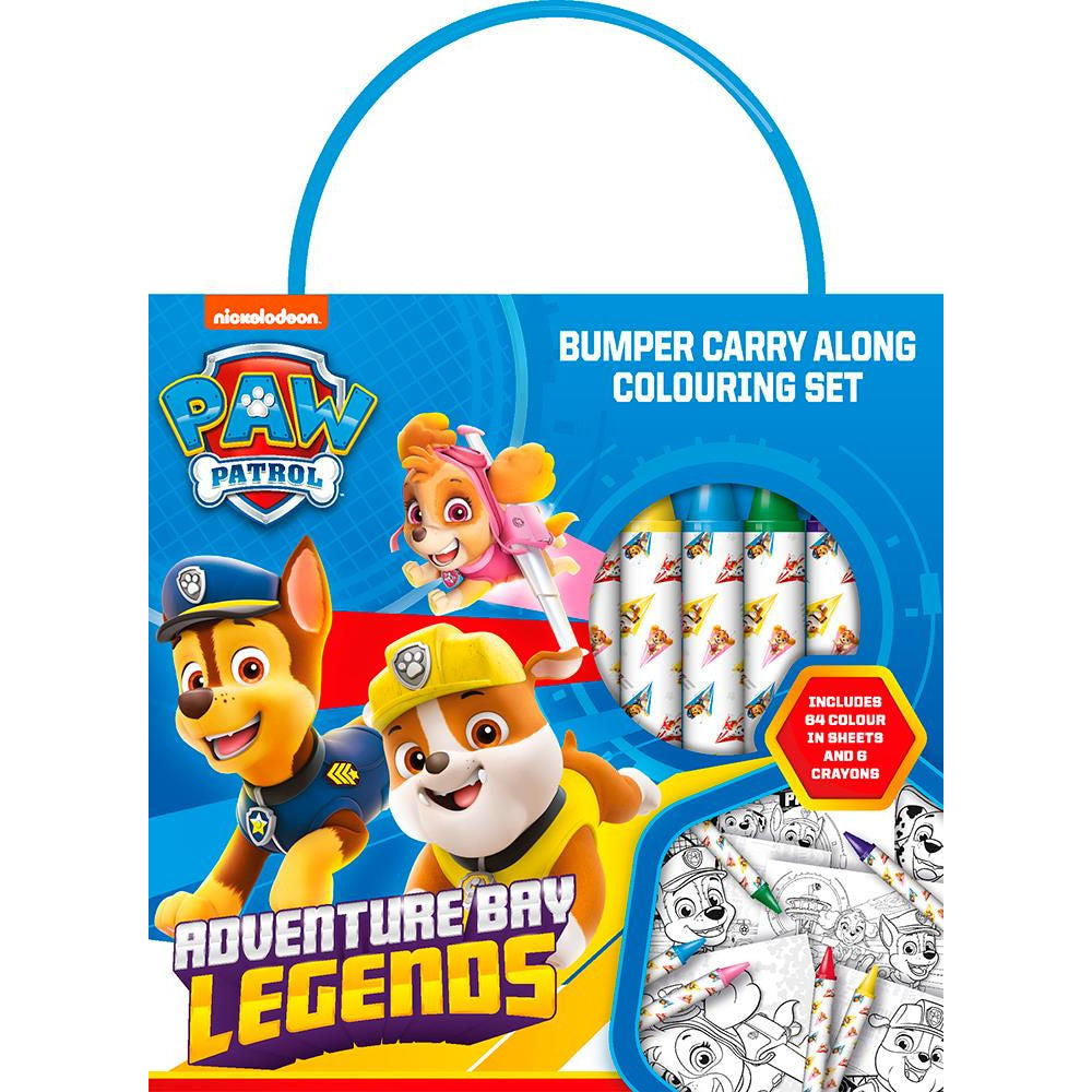 Paw Patrol Bumper Carry Along Colouring Set - Portable Activity Kit Colouring Sheets Crayons Creative Play On-the-Go