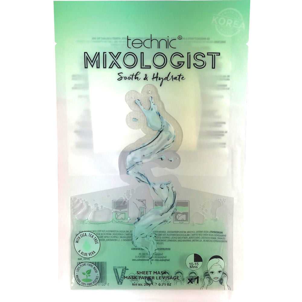 Technic Cosmetics Face Mask Mixologist Soothe & Hydrate - Calming and Hydrating Formula for Softer Skin