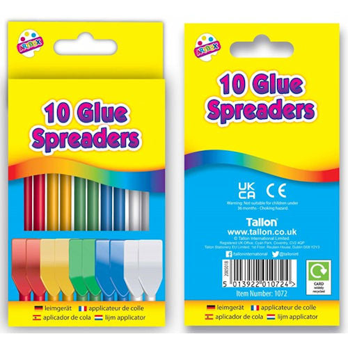 Plastic Glue Spreaders - 10 Pack Assorted Colours Crafting Art Supplies