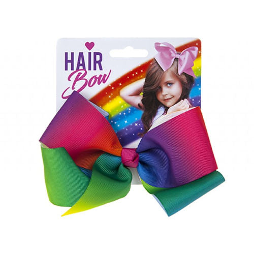 Children's Large Rainbow Fashion Hair Bow - Colourful Hair Accessory