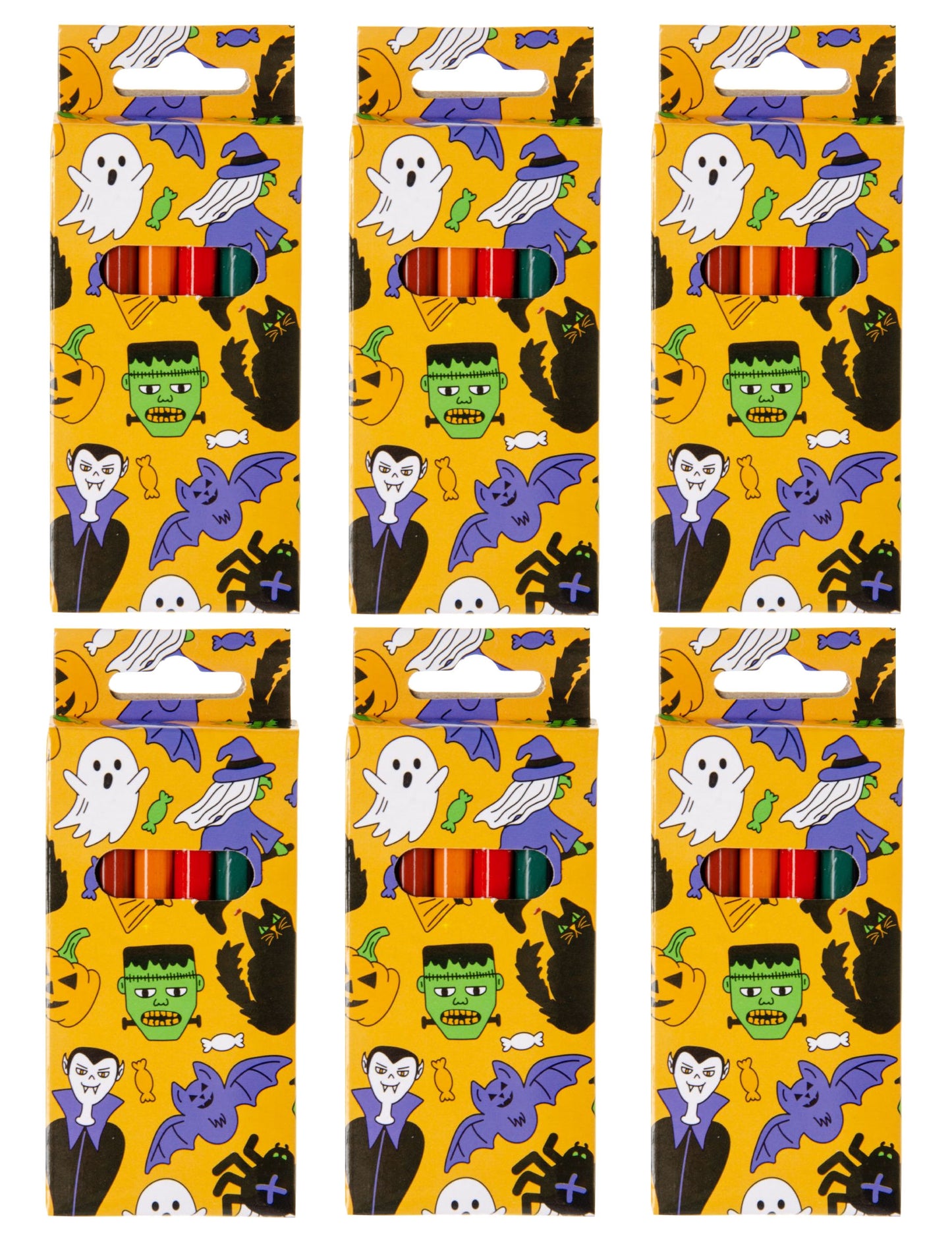 6 Halloween Halfsize Colouring Pencils