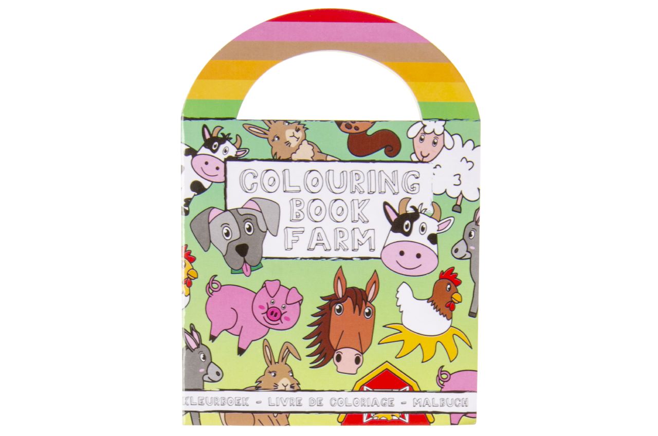 6 Farm Sticker & Colouring Books With Handles
