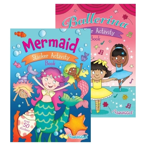 A4 Mermaid Ballerina Sticker Activity Book - Assorted Enchanting Designs Includes Stickers
