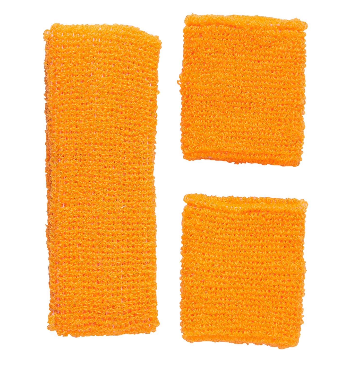 Neon Orange Sweatbands Set (Headband and 2 Wristbands)
