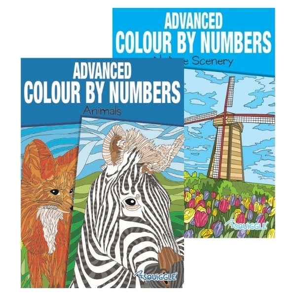 A4 Animals Nature Advanced Colour by Numbers Book - Assorted Animals Nature Scenes Artistic Fun High Quality Paper Relaxing Art Therapy