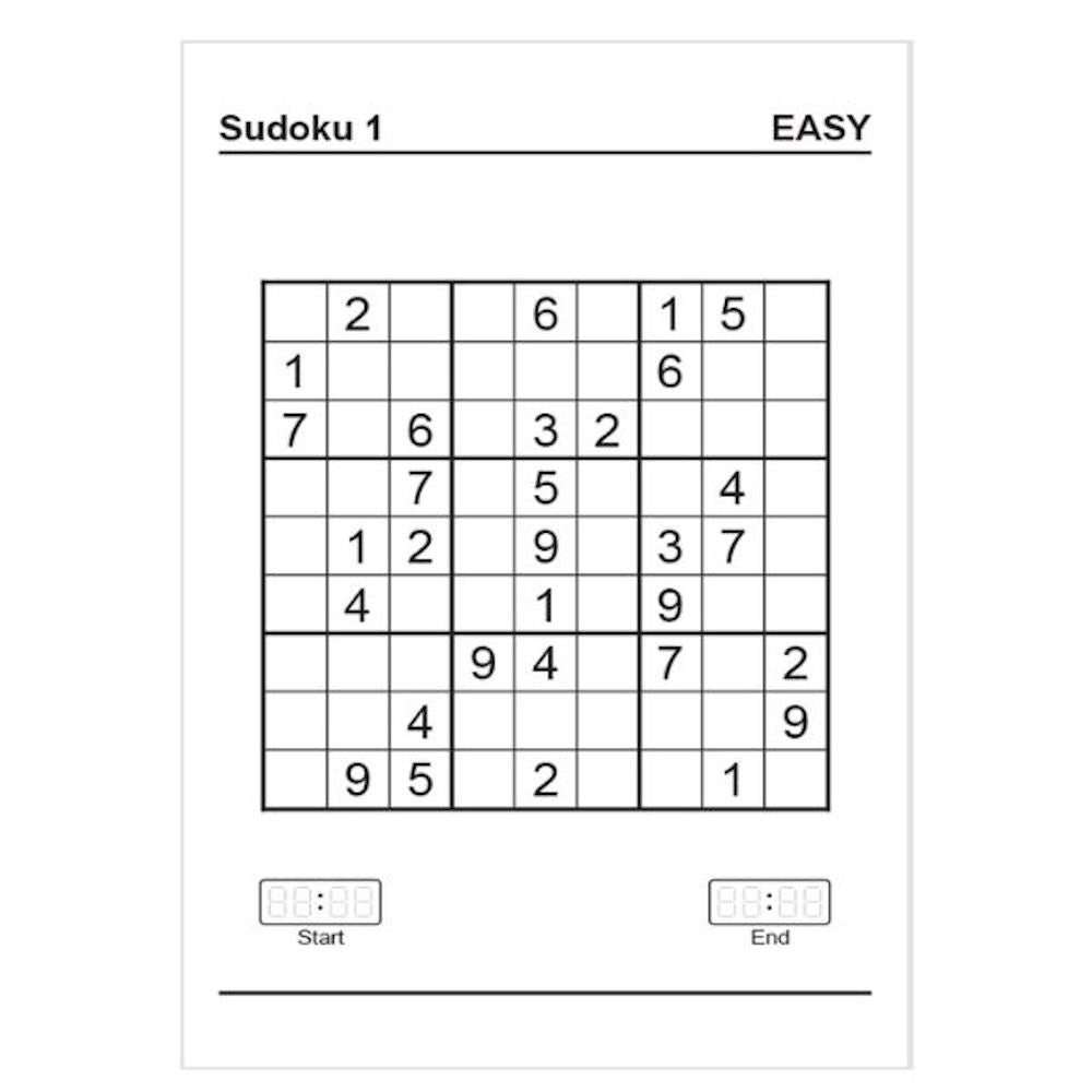 A4 Sudoku Puzzles - Assorted Challenging Puzzles Difficulty Levels High Quality Paper Relaxing Brain Teasers