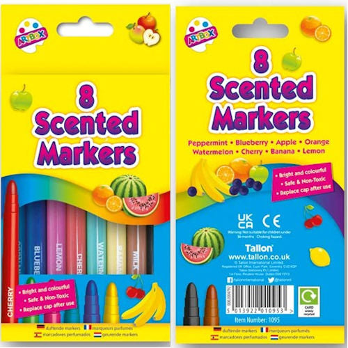 Scented Markers - 8 Pack Bright Assorted Colours Fun Drawing Art Supplies