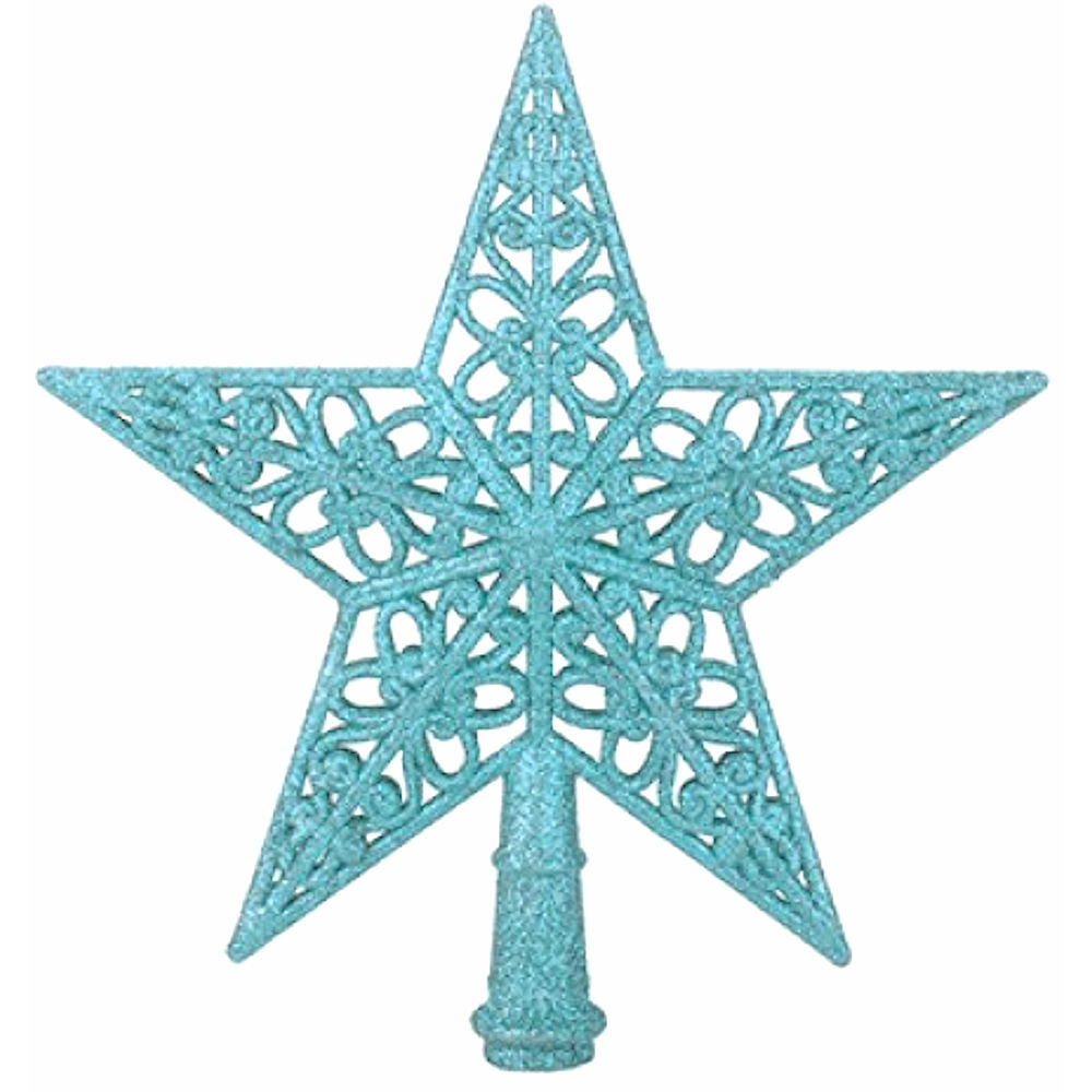 Ice Blue Tree Top Star - 20cm 5 Tip Christmas Decoration Glitter Sparkle