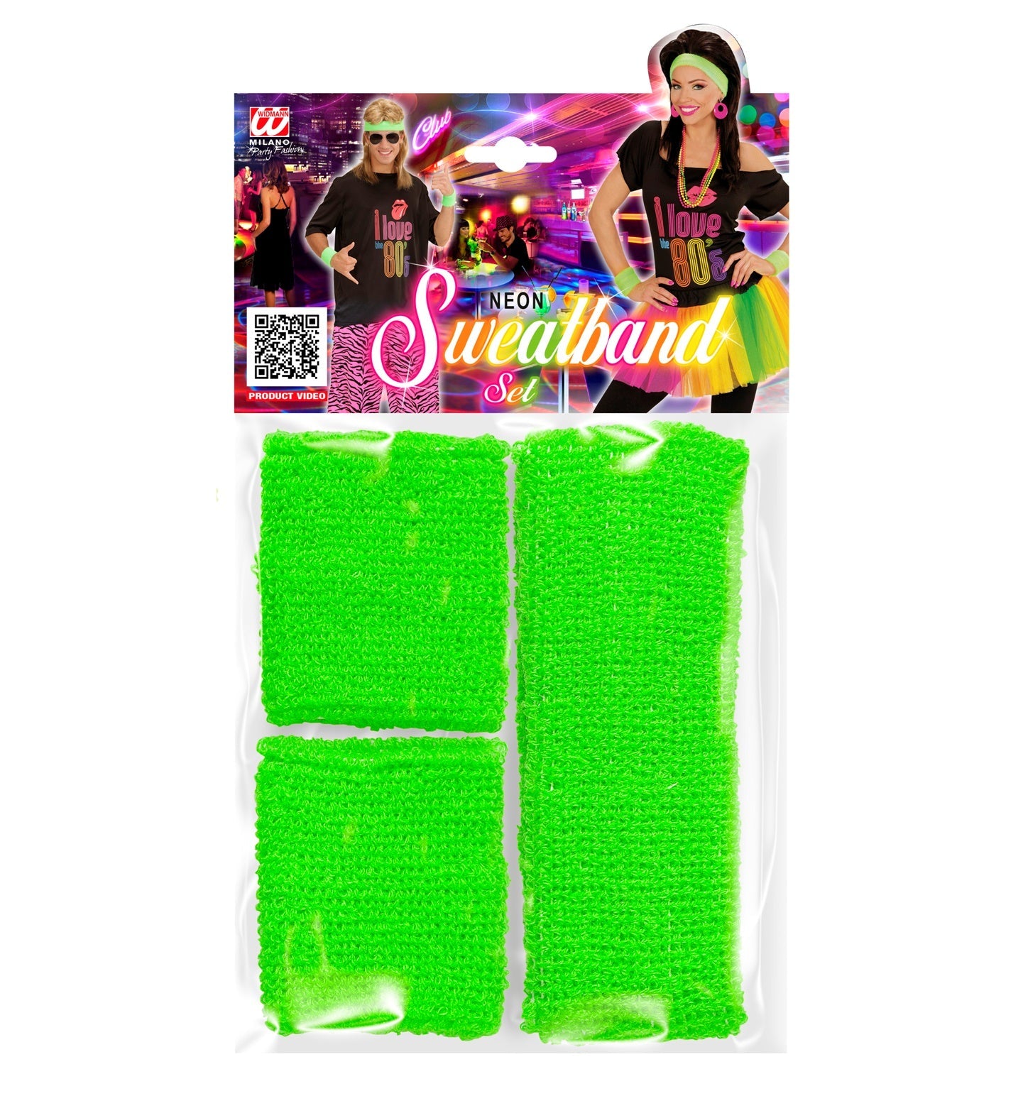 Neon Green Sweatbands Set (Headband and 2 Wristbands)