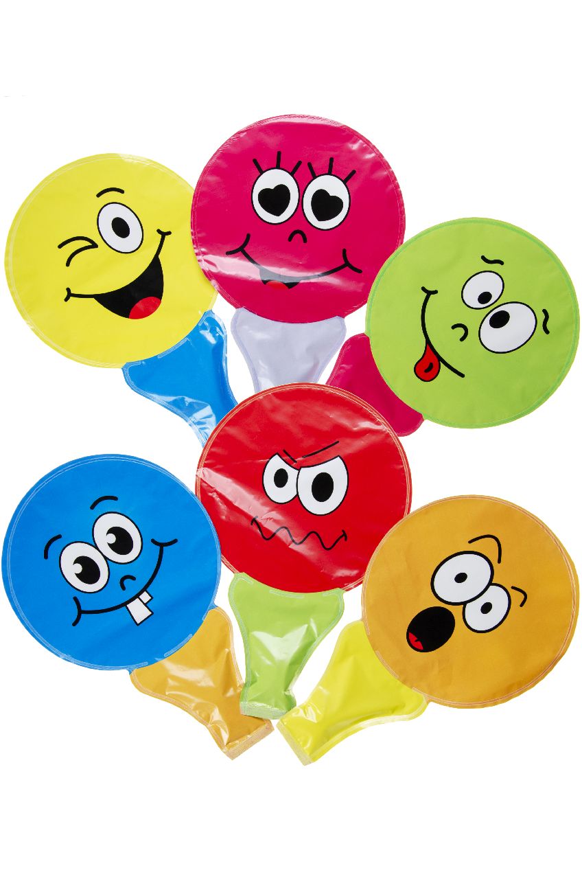 6 Emoji Face Self-Inflating Handheld Balloons