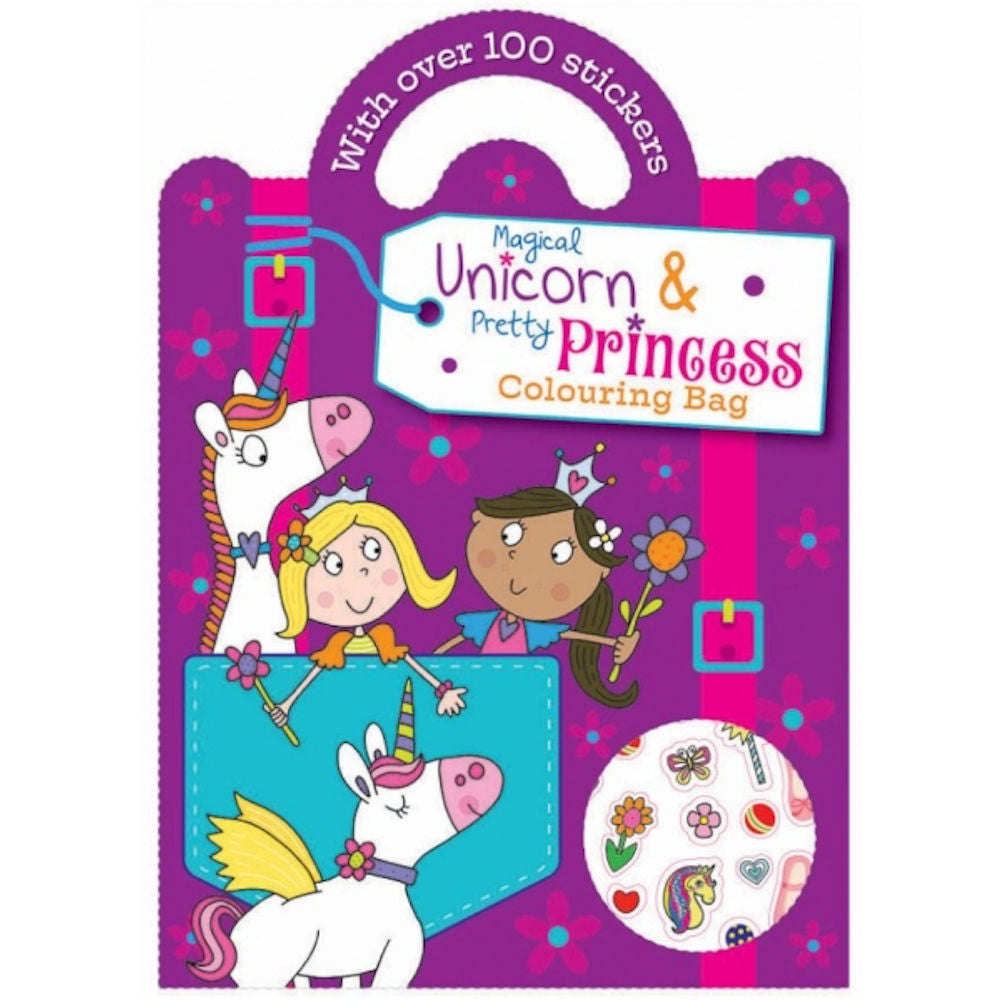 Unicorn Princesses Colouring Sticker Bag Book - Engaging Colouring Sticker Activities Convenient Bag