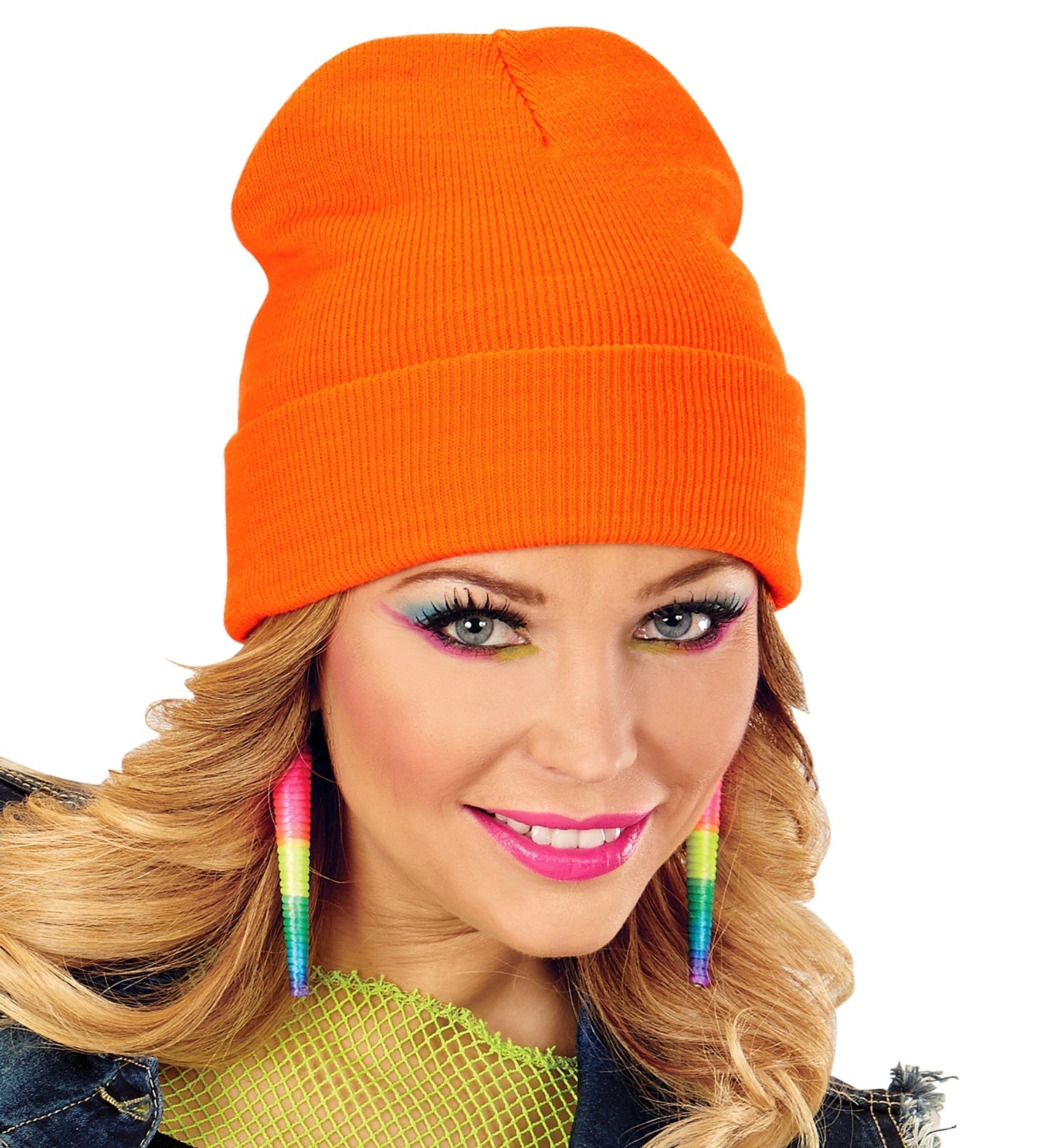 Wool Look Neon Orange Beanie