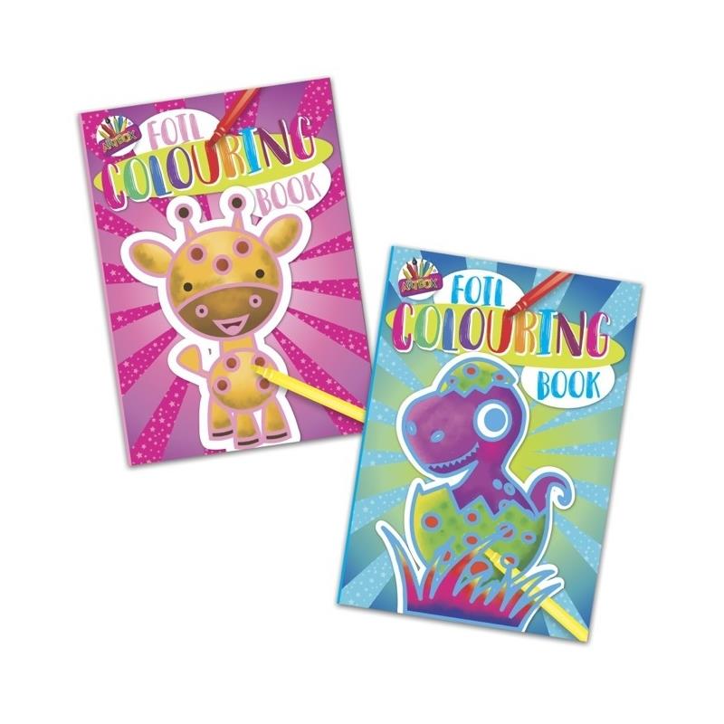 Blue Foil Colouring Book - Assorted Patterns Designs Kids Adults Relaxation Art Therapy