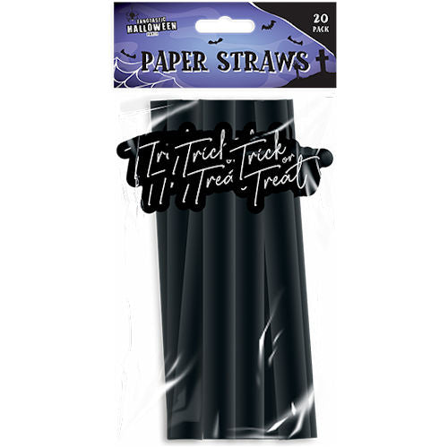 Halloween Paper Straws Trick or Treat - 20 Pack Spooky Party Decoration Festive Haunted House Ghost Witch Bat Spider Web
