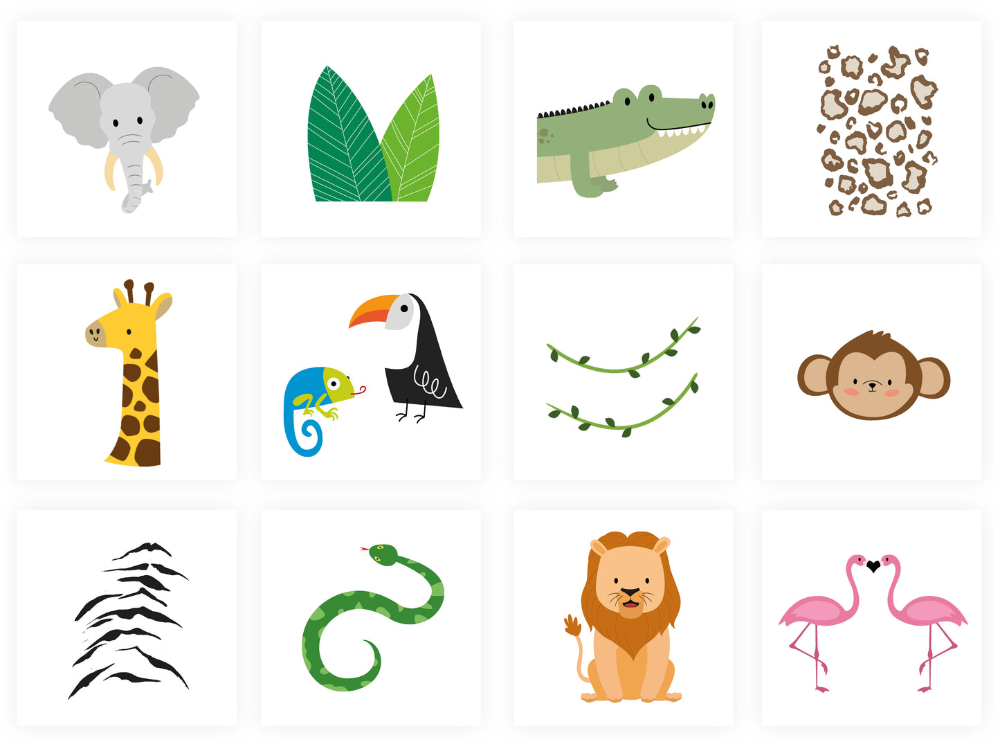 12 Jungle Temporary Tattoos