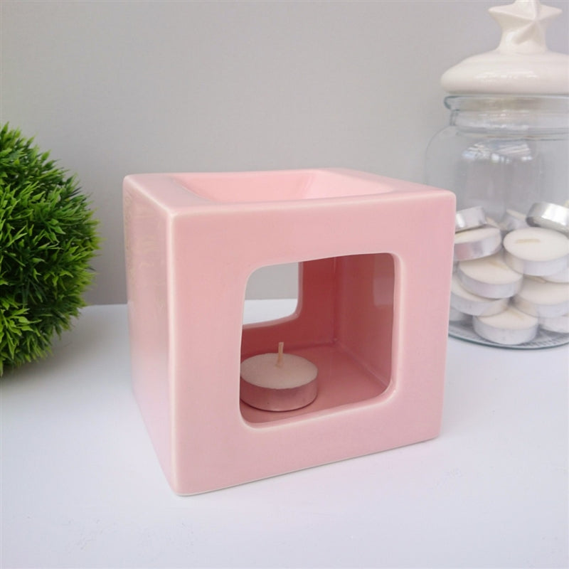 Pink Cubic Ceramic Wax Burner Melter - Aromatherapy Fragrance Home Decor
