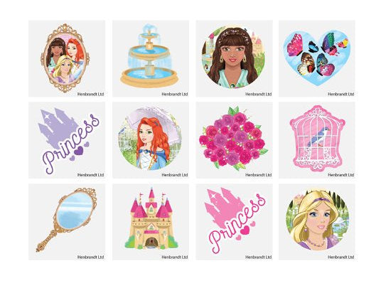 12 Princess Temporary Tattoos