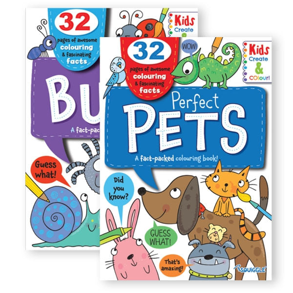 A4 Colouring Book Pets & Bugs – Assorted Designs for Kids & Adults | Fun & Creative Animal-Themed Colouring Pages