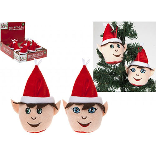 Elf Head Soft Toy - Assorted Designs Christmas Holiday Plush Hanging Tree Naughty Elves