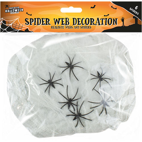 Halloween Spider Web Decoration - 6 Spiders Spooky Festive Haunted House