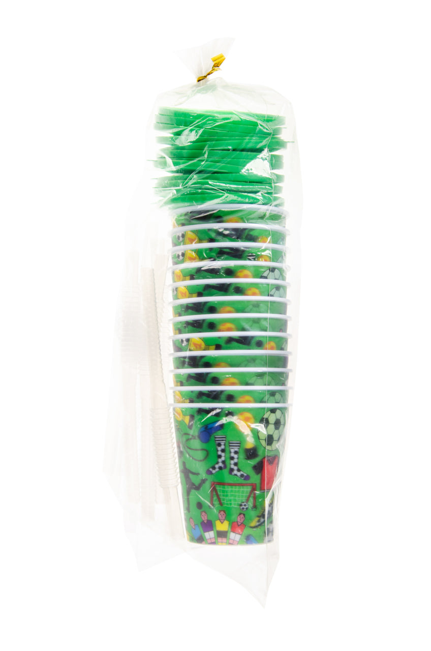 Football Reusable Plastic 3D Cup & Straw