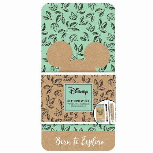 Disney Mickey Floral Stationery Set - Mickey Mouse-themed Pencil Pen Notepad Eraser Ruler School