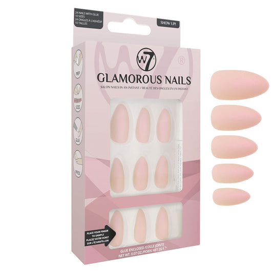 W7 Cosmetics Glamorous False Nails Show Up! - Long Fake Adhesive Included Party Nails