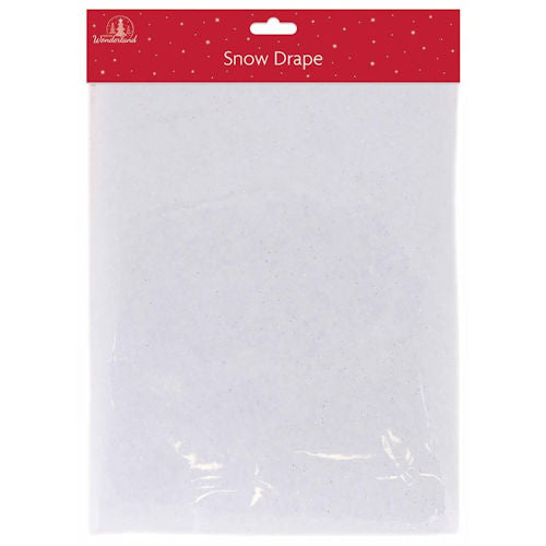 Silver Glitter Snow Drape 90cm x 110cm - Christmas Winter Decorations Festive Party Supplies