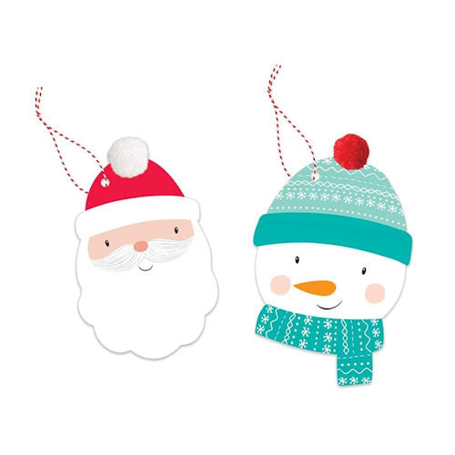 Christmas Pom Pom Gift Tags - 8 Pack Festive Holiday Xmas Present Wrapping Decoration