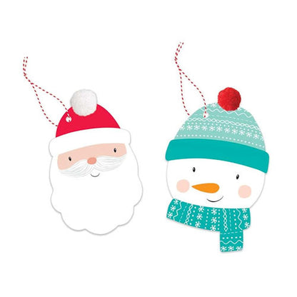 Christmas Pom Pom Gift Tags - 8 Pack Festive Holiday Xmas Present Wrapping Decoration