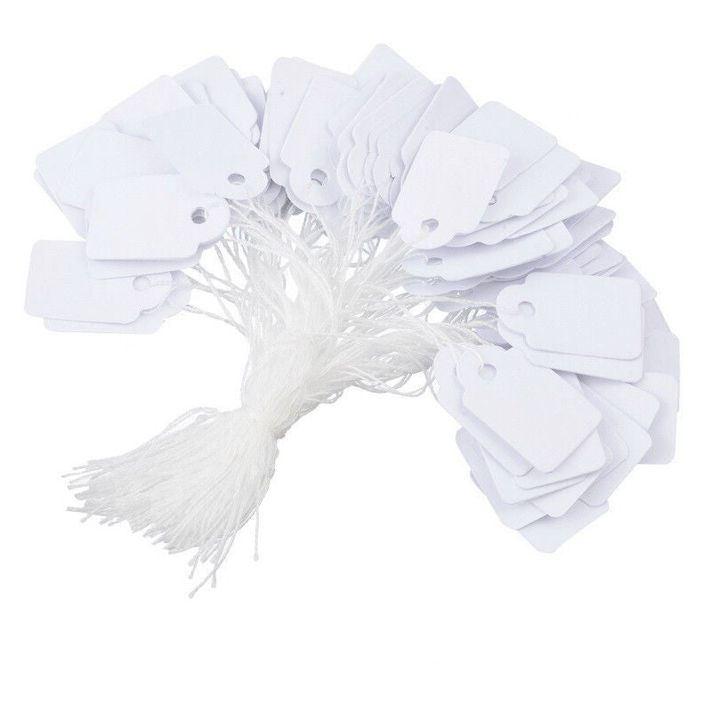 Pre Strung White Tags - 100 Pack Durable Labelling Craft Supplies Stationery Organization