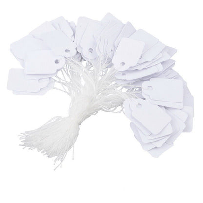 Pre Strung White Tags - 100 Pack Durable Labelling Craft Supplies Stationery Organization